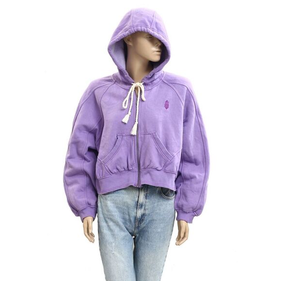 Free People FP Movement Side Line Zip-Up Hoodie Jacket Top Purple S NEW 282845 - Picture 1 of 7